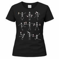 Skeleton Dancing With Hallo Wine Halloween Party Women's T-Shirt