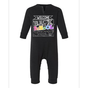 Sketchy Doodle Welcome Back To School Infant Fleece One Piece