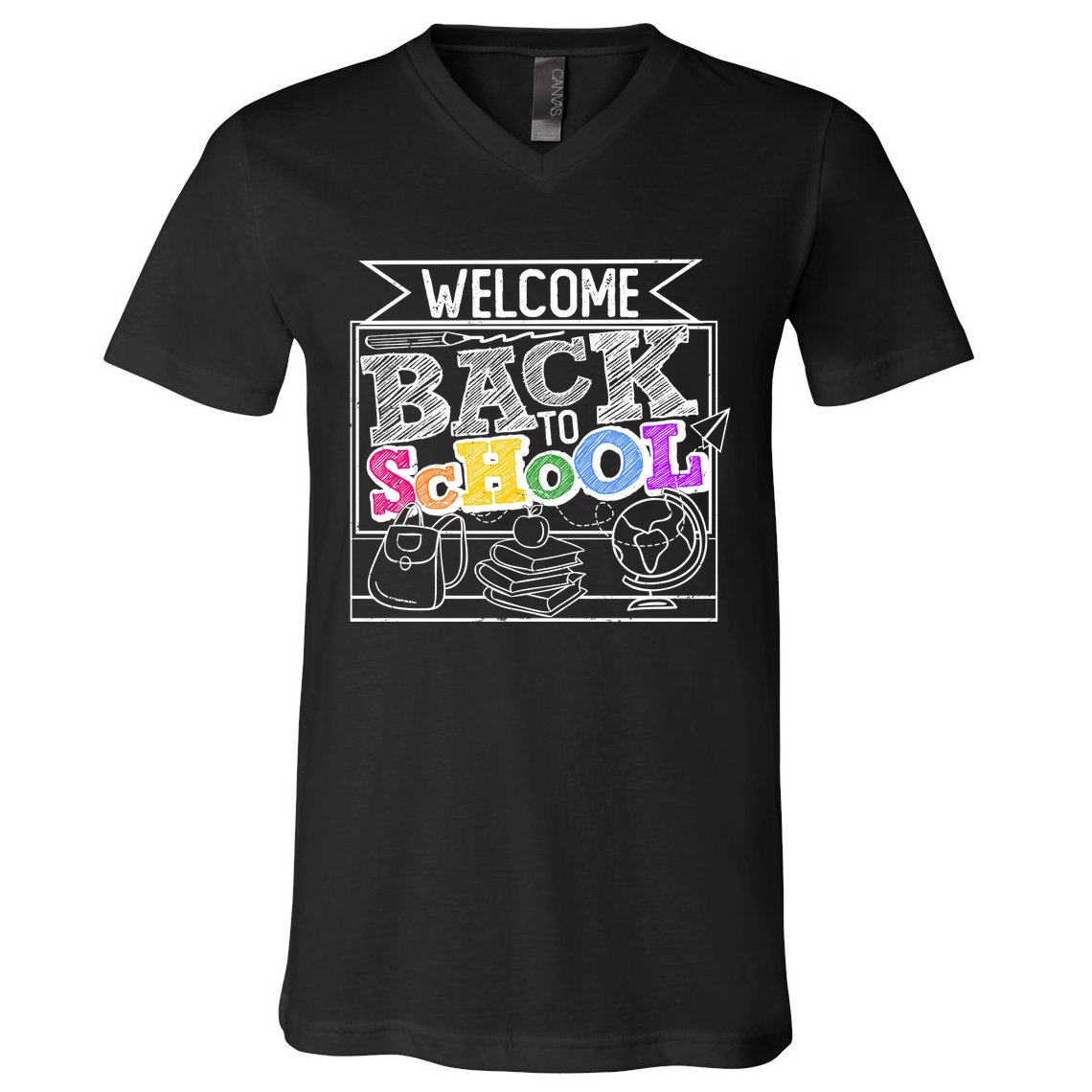 Sketchy Doodle Welcome Back To School V-Neck T-Shirt