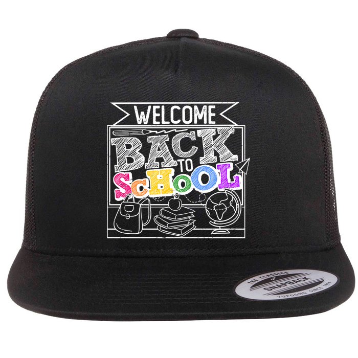 Sketchy Doodle Welcome Back To School Flatbill Hat