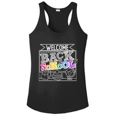 Sketchy Doodle Welcome Back To School Ladies PosiCharge Competitor Racerback Tank