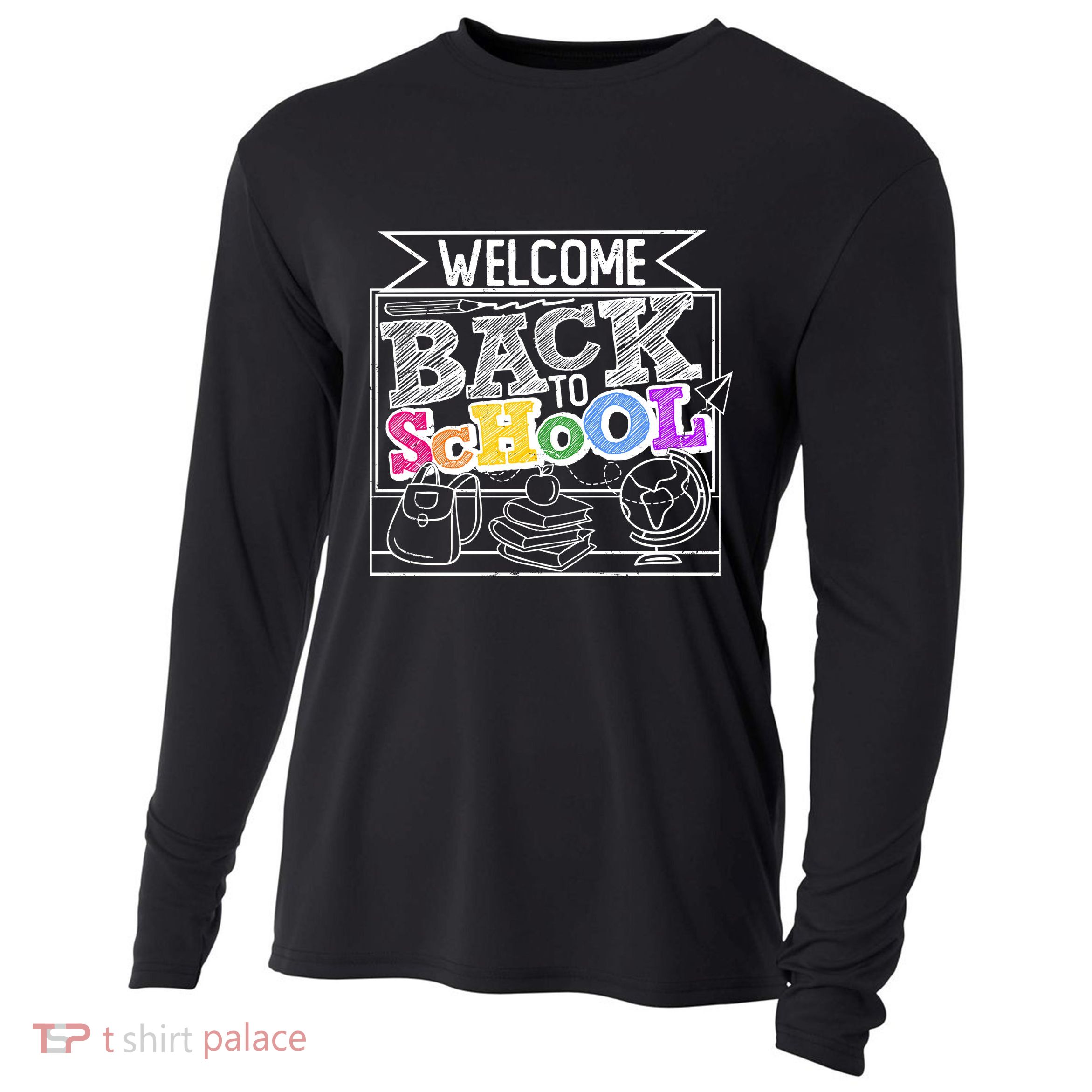 Sketchy Doodle Welcome Back To School Cooling Performance Long Sleeve Crew