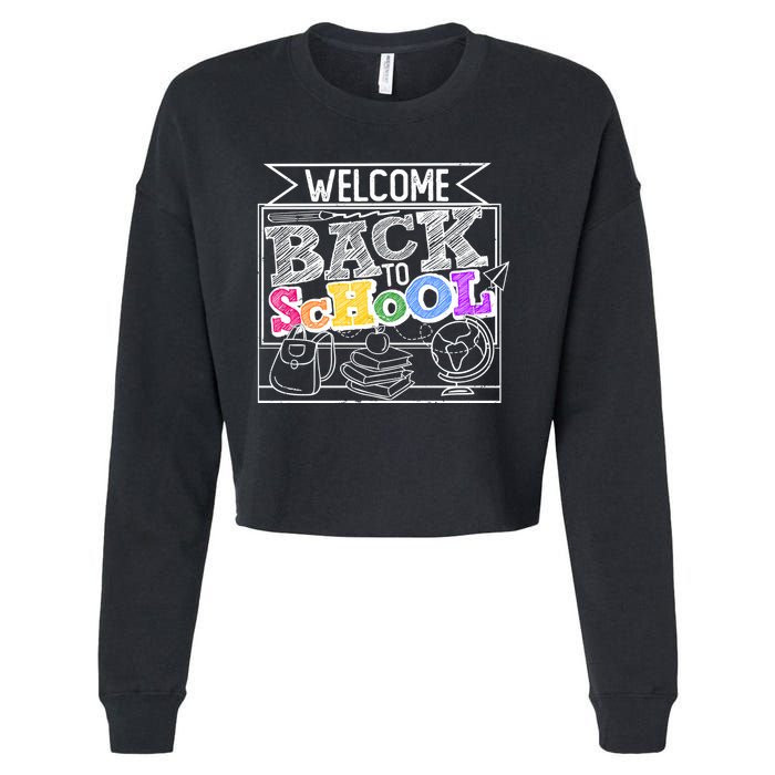 Sketchy Doodle Welcome Back To School Cropped Pullover Crew