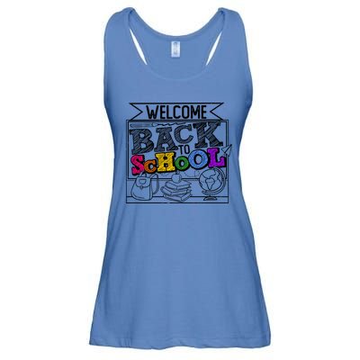 Sketchy Doodle Welcome Back To School Ladies Essential Flowy Tank
