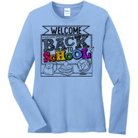 Sketchy Doodle Welcome Back To School Ladies Long Sleeve Shirt