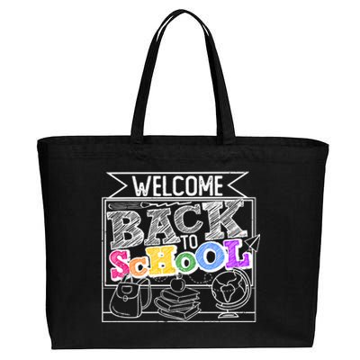 Sketchy Doodle Welcome Back To School Cotton Canvas Jumbo Tote