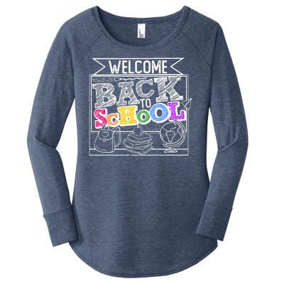 Sketchy Doodle Welcome Back To School Women's Perfect Tri Tunic Long Sleeve Shirt