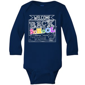 Sketchy Doodle Welcome Back To School Baby Long Sleeve Bodysuit