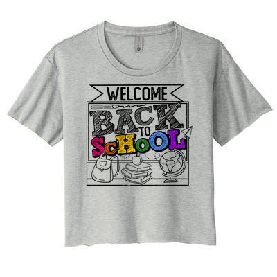 Sketchy Doodle Welcome Back To School Women's Crop Top Tee