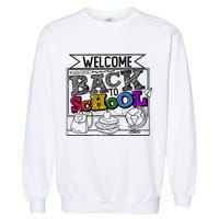 Sketchy Doodle Welcome Back To School Garment-Dyed Sweatshirt