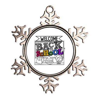 Sketchy Doodle Welcome Back To School Metallic Star Ornament