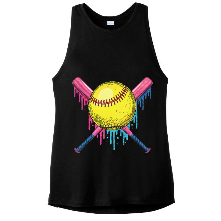 Softball Drip Women Ice Cream Drip Respect The Drip Ladies PosiCharge Tri-Blend Wicking Tank
