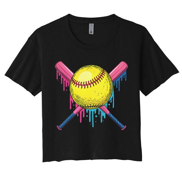 Softball Drip Women Ice Cream Drip Respect The Drip Crop Top