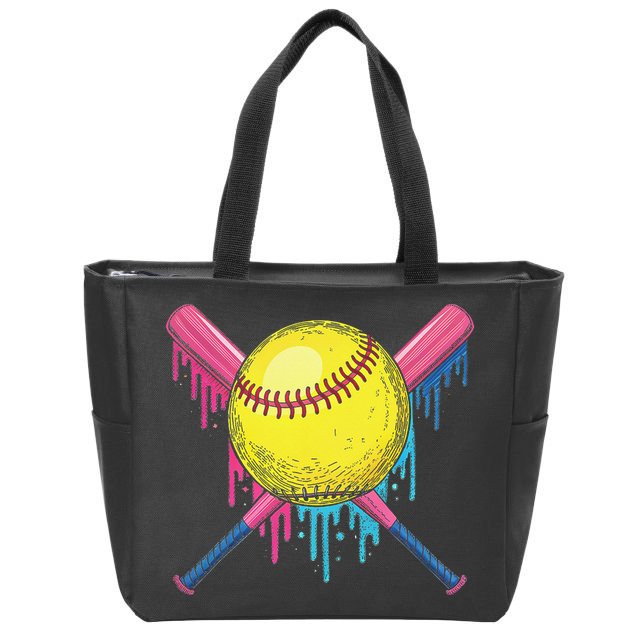Softball Drip Women Ice Cream Drip Respect The Drip Zip Tote Bag