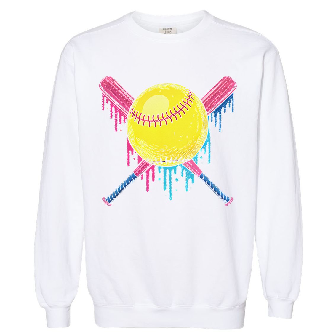 Softball Drip Women Ice Cream Drip Respect The Drip Garment-Dyed Sweatshirt