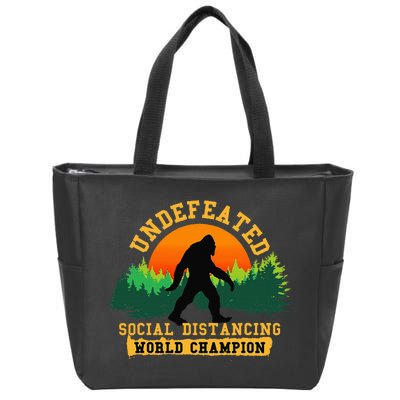 Social Distancing World Champion Funny Bigfoot Zip Tote Bag