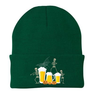 Skeleton Dance With Beer Mugs Halloween Fun Drinking Adults Knit Cap Winter Beanie