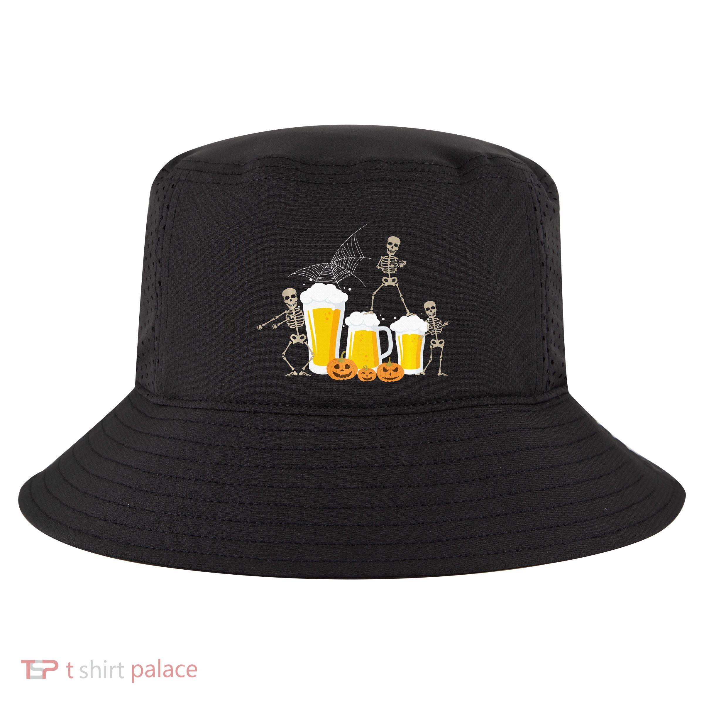 Skeleton Dance With Beer Mugs Halloween Fun Drinking Adults Cool Comfort Performance Bucket Hat
