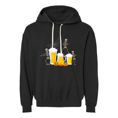 Skeleton Dance With Beer Mugs Halloween Fun Drinking Adults Garment-Dyed Fleece Hoodie