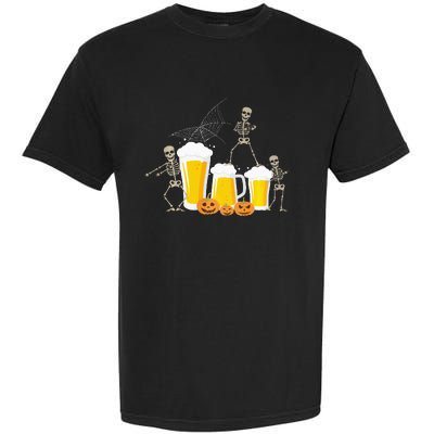 Skeleton Dance With Beer Mugs Halloween Fun Drinking Adults Garment-Dyed Heavyweight T-Shirt