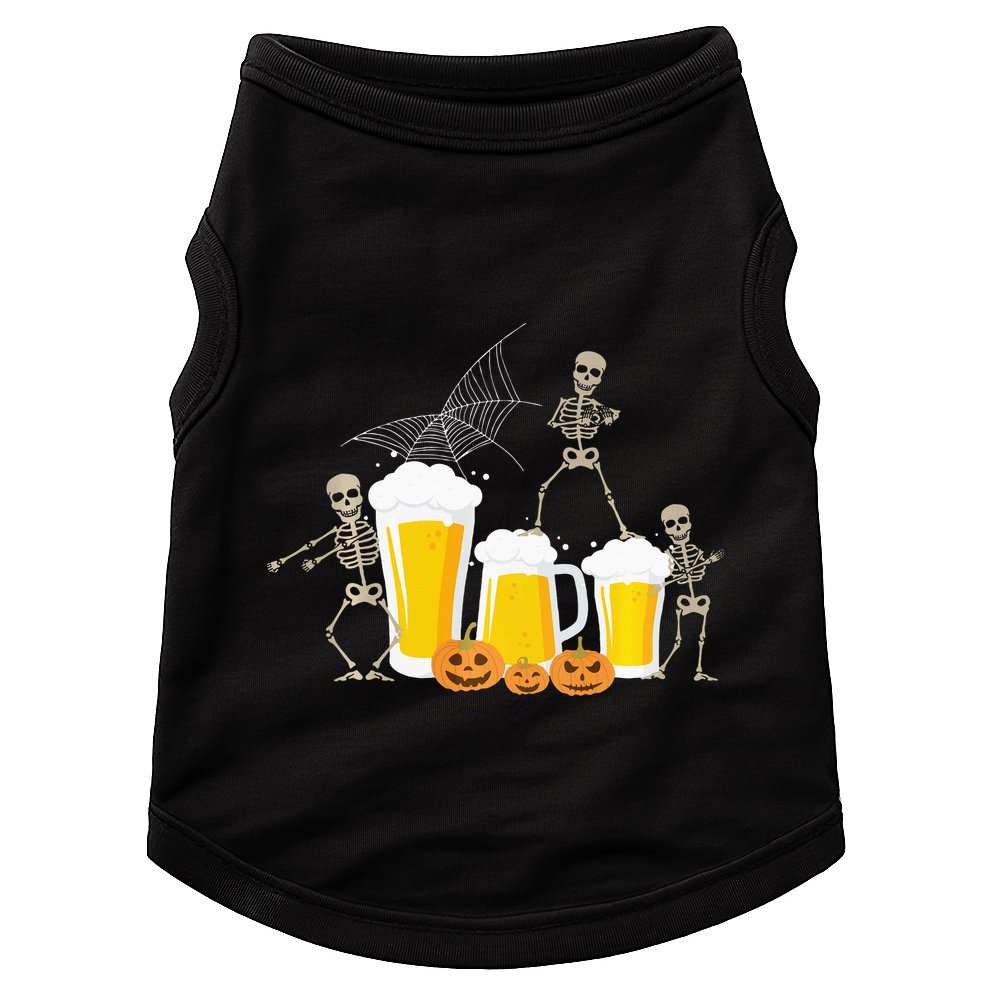 Skeleton Dance With Beer Mugs Halloween Fun Drinking Adults Doggie Tank