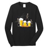 Skeleton Dance With Beer Mugs Halloween Fun Drinking Adults Long Sleeve Shirt