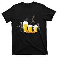 Skeleton Dance With Beer Mugs Halloween Fun Drinking Adults T-Shirt