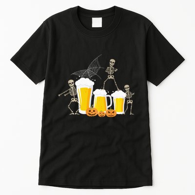 Skeleton Dance With Beer Mugs Halloween Fun Drinking Adults Tall T-Shirt