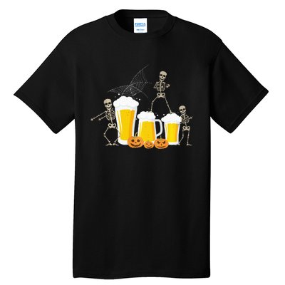 Skeleton Dance With Beer Mugs Halloween Fun Drinking Adults Tall T-Shirt