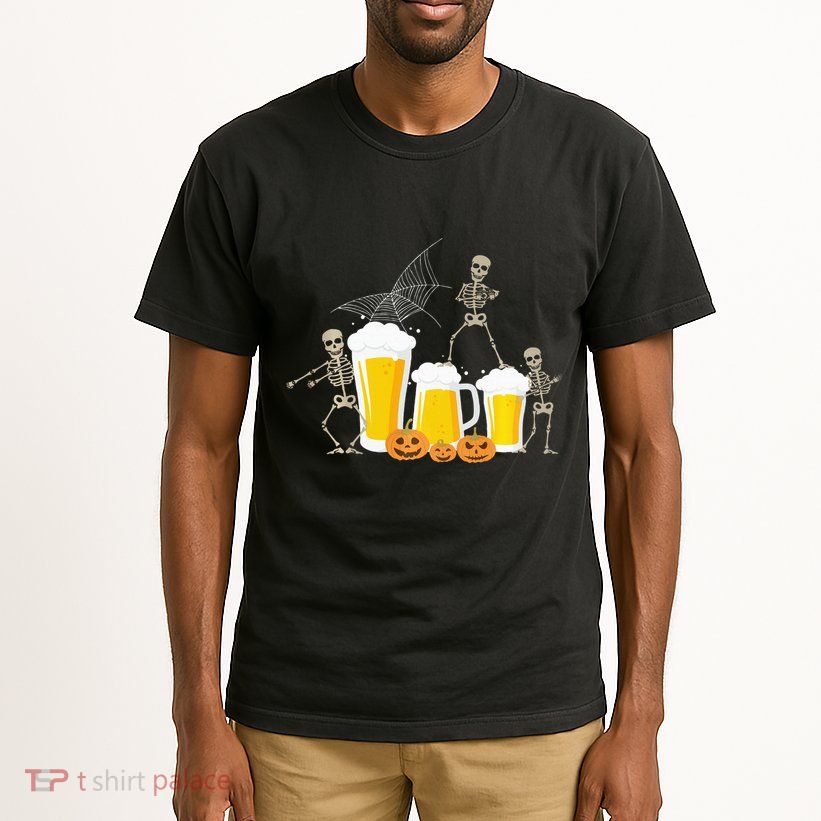 Skeleton Dance With Beer Mugs Halloween Fun Drinking Adults Tall T-Shirt