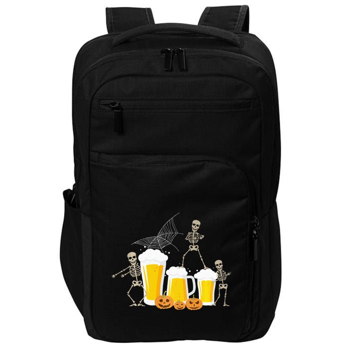 Skeleton Dance With Beer Mugs Halloween Fun Drinking Adults Impact Tech Backpack