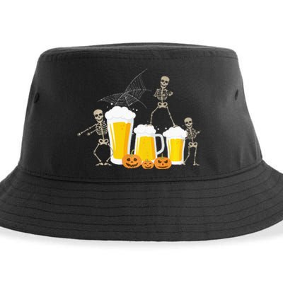 Skeleton Dance With Beer Mugs Halloween Fun Drinking Adults Sustainable Bucket Hat