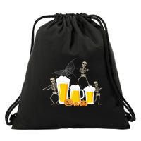 Skeleton Dance With Beer Mugs Halloween Fun Drinking Adults Drawstring Bag