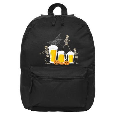 Skeleton Dance With Beer Mugs Halloween Fun Drinking Adults 16 in Basic Backpack