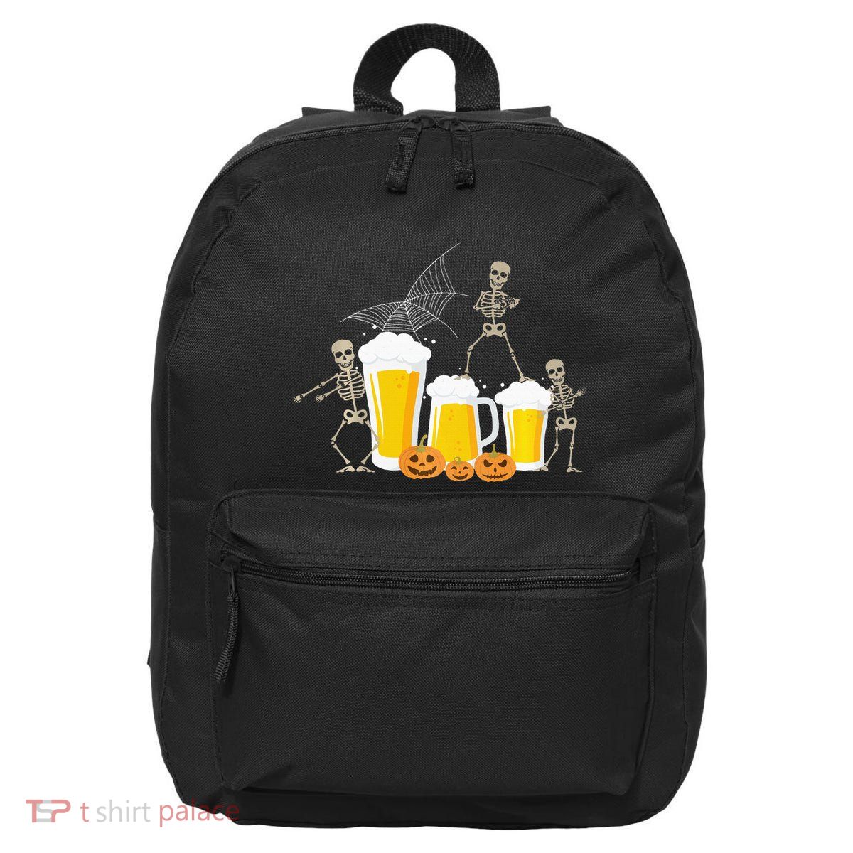 Skeleton Dance With Beer Mugs Halloween Fun Drinking Adults 16 in Basic Backpack