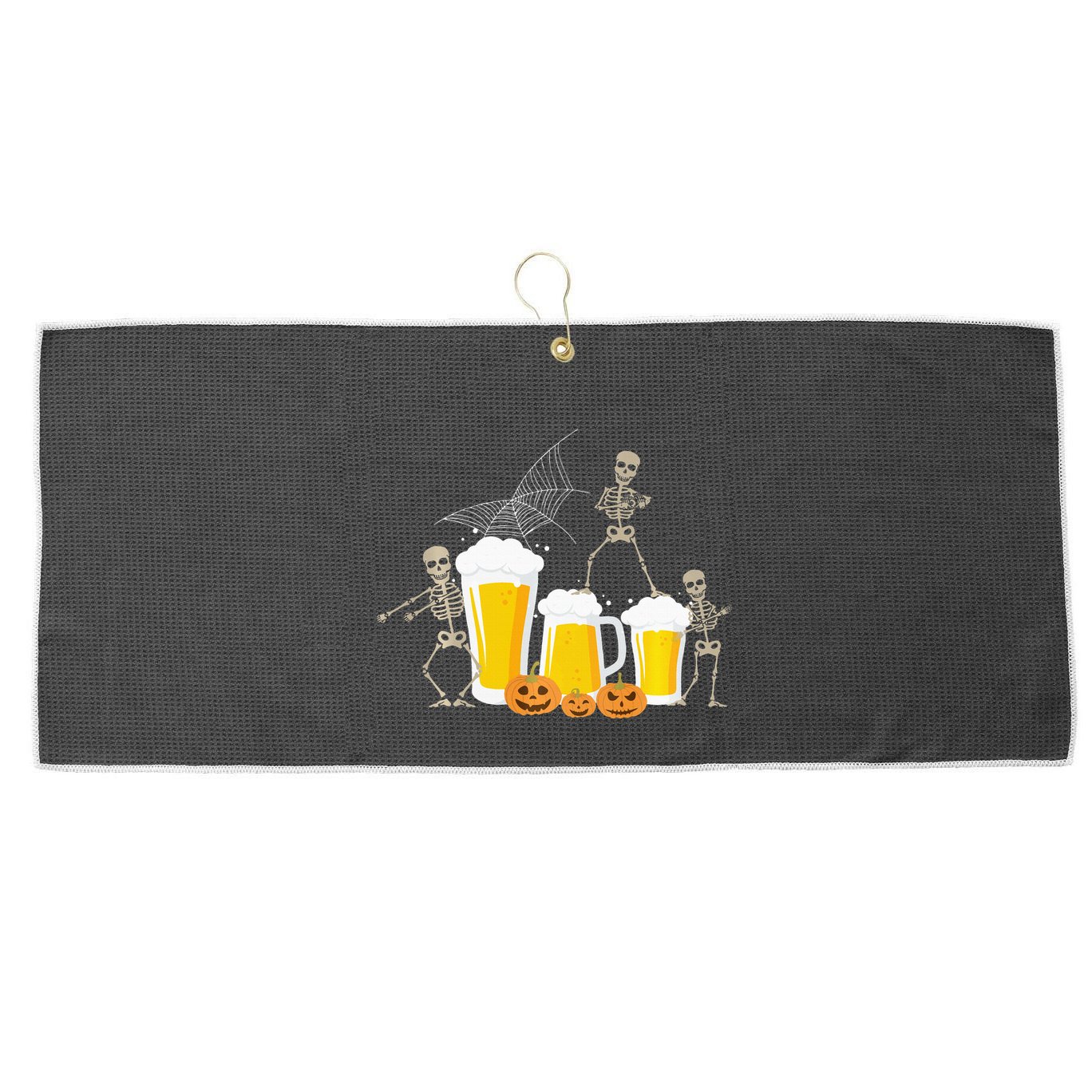 Skeleton Dance With Beer Mugs Halloween Fun Drinking Adults Large Microfiber Waffle Golf Towel