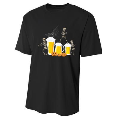 Skeleton Dance With Beer Mugs Halloween Fun Drinking Adults Performance Sprint T-Shirt