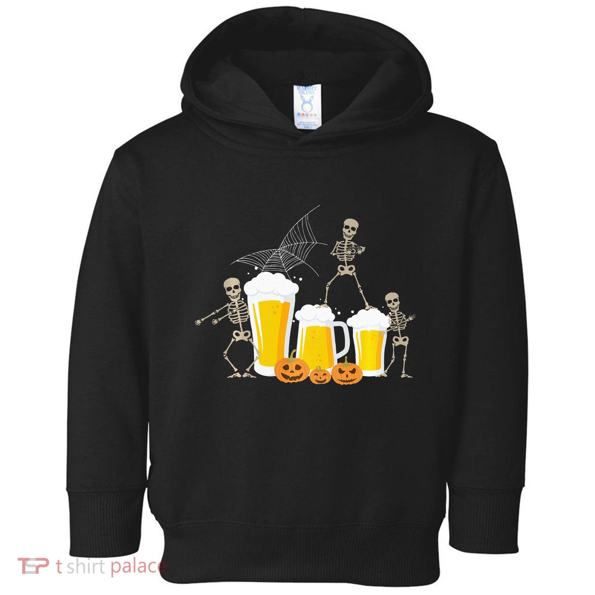 Skeleton Dance With Beer Mugs Halloween Fun Drinking Adults Toddler Hoodie