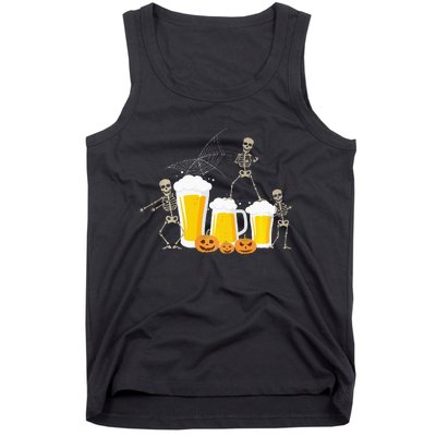 Skeleton Dance With Beer Mugs Halloween Fun Drinking Adults Tank Top