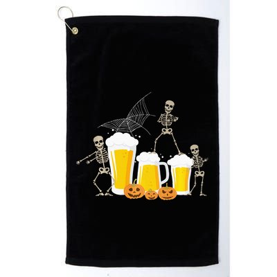 Skeleton Dance With Beer Mugs Halloween Fun Drinking Adults Golf Towel