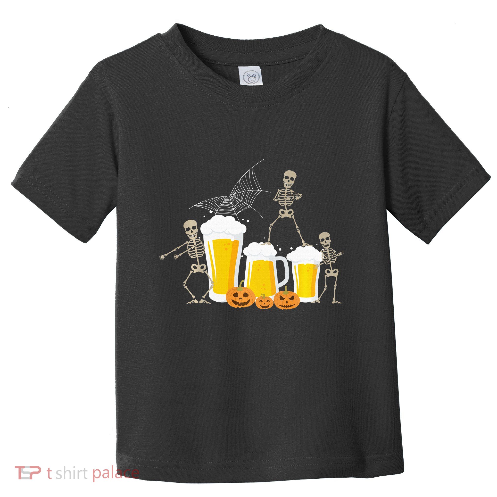 Skeleton Dance With Beer Mugs Halloween Fun Drinking Adults Toddler T-Shirt