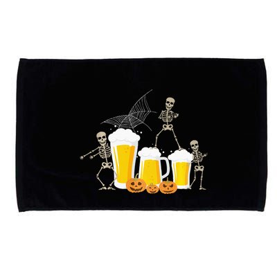 Skeleton Dance With Beer Mugs Halloween Fun Drinking Adults Microfiber Hand Towel