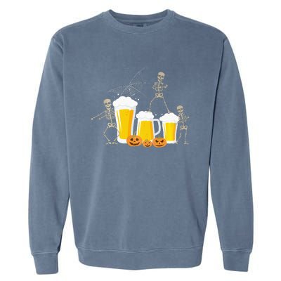 Skeleton Dance With Beer Mugs Halloween Fun Drinking Adults Garment-Dyed Sweatshirt