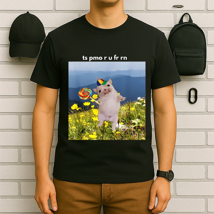 Silly Dog With Lollipop Meme Gen Z Brainrot Slang Meme T-Shirt