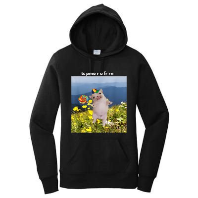 Silly Dog With Lollipop Meme Gen Z Brainrot Slang Meme Women's Pullover Hoodie
