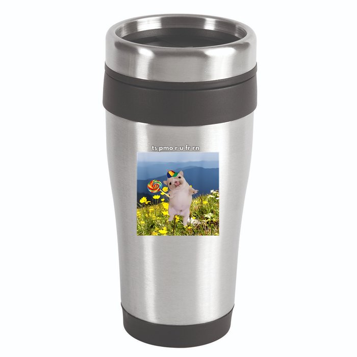 Silly Dog With Lollipop Meme Gen Z Brainrot Slang Meme 16oz Travel Tumbler