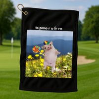 Silly Dog With Lollipop Meme Gen Z Brainrot Slang Meme Golf Towel