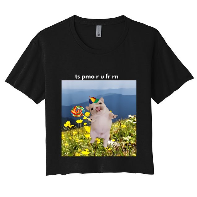 Silly Dog With Lollipop Meme Gen Z Brainrot Slang Meme Crop Top