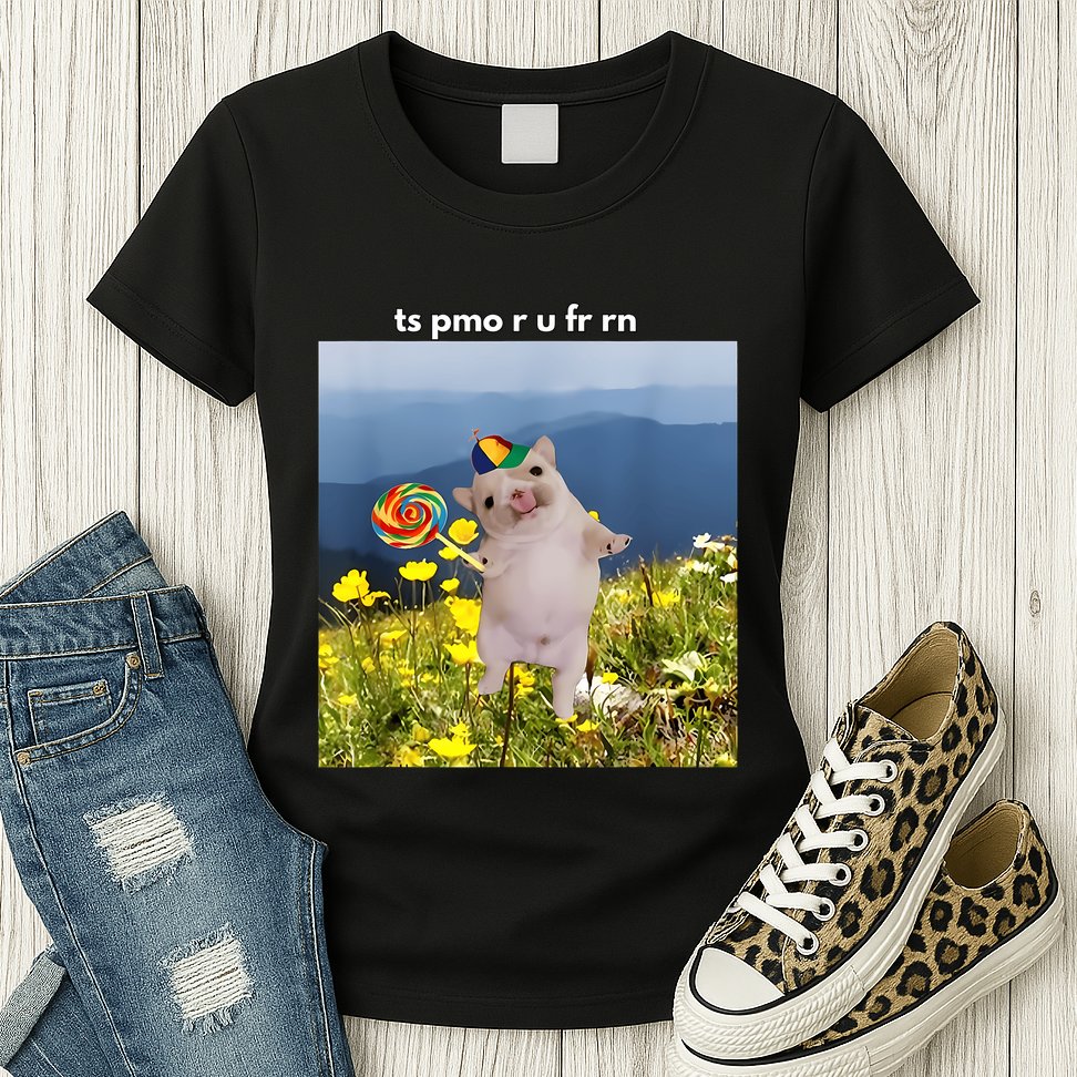 Silly Dog With Lollipop Meme Gen Z Brainrot Slang Meme Womens T-Shirt