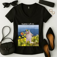 Silly Dog With Lollipop Meme Gen Z Brainrot Slang Meme Women's V-Neck T-Shirt